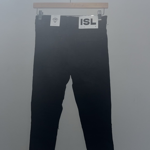 NWT Black Island Gangs Of Street Skinny Moto Cross Sport Distressed Jeans W Zip - Picture 10 of 15